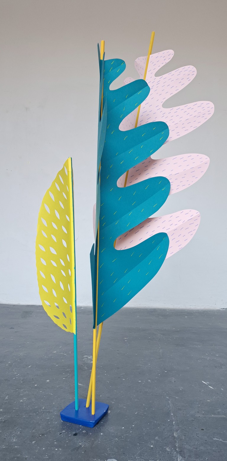 Hight Paper sculpture. Bright colors. 