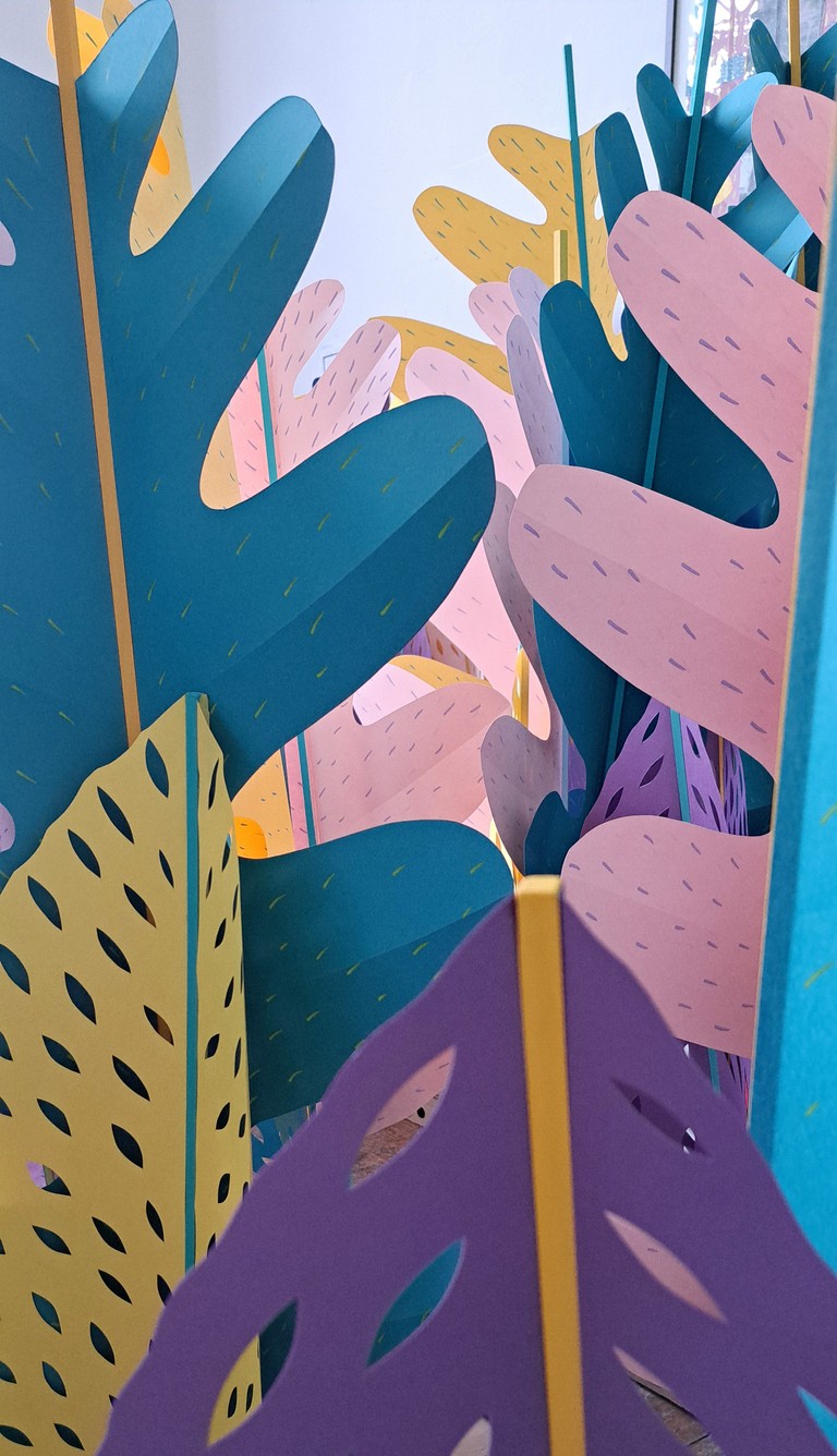 Hight Paper sculpture. Bright colors. Look like tropicals plants