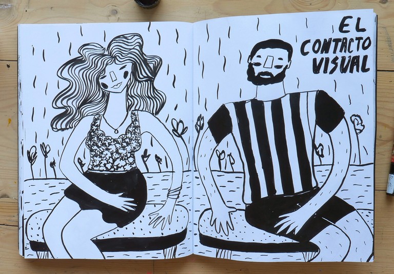 Black ink drawing on paper