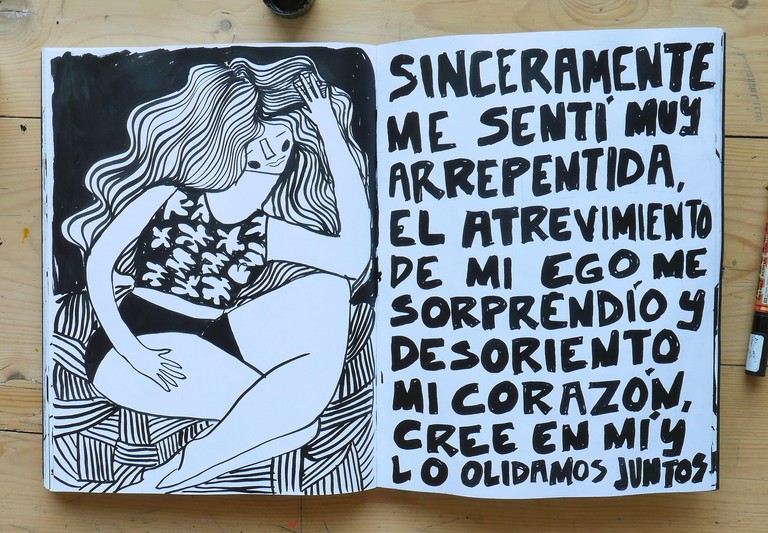 Black ink drawing on paper