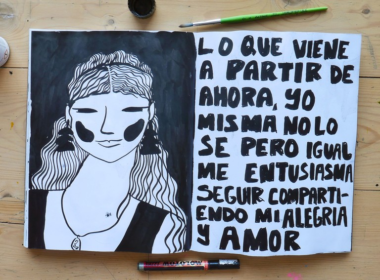 Black ink drawing on paper