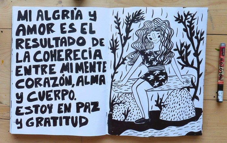 Black ink drawing on paper