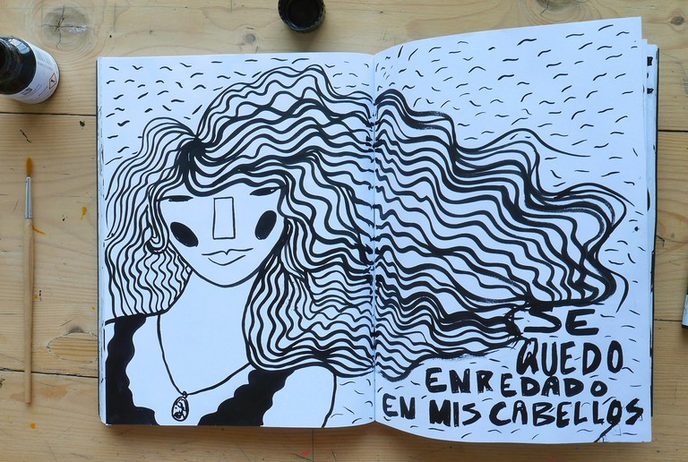 Black ink drawing on paper