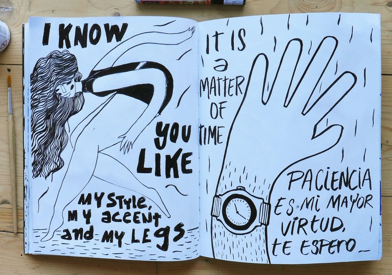 Black ink drawing on paper