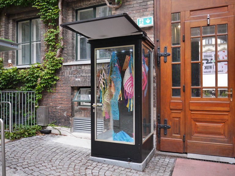 Public Installation. Colorful paper shape, leafs, corals